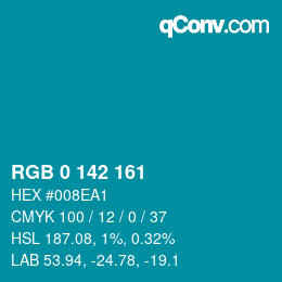 Color code: RGB 0 142 161 | qconv.com