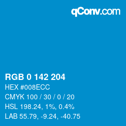 カラーコード: RGB 0 142 204 | qconv.com