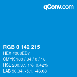Color code: RGB 0 142 215 | qconv.com