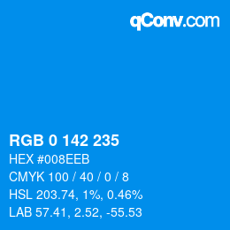 Color code: RGB 0 142 235 | qconv.com