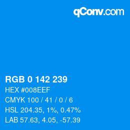 Color code: RGB 0 142 239 | qconv.com