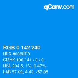 Color code: RGB 0 142 240 | qconv.com