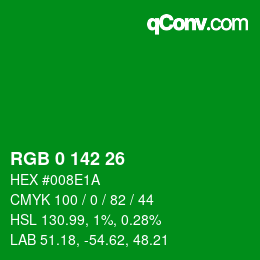 Color code: RGB 0 142 26 | qconv.com