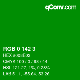 Color code: RGB 0 142 3 | qconv.com