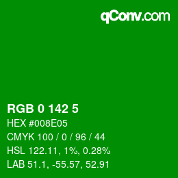 颜色代码: RGB 0 142 5 | qconv.com