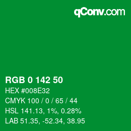 Color code: RGB 0 142 50 | qconv.com