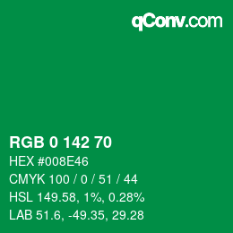 Color code: RGB 0 142 70 | qconv.com