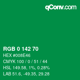 Color code: RGB 0 142 70 | qconv.com