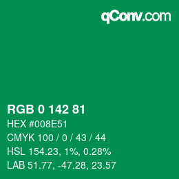 Color code: RGB 0 142 81 | qconv.com