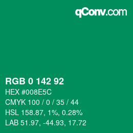 カラーコード: RGB 0 142 92 | qconv.com