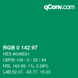 Color code: RGB 0 142 97 | qconv.com