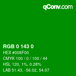 Color code: RGB 0 143 0 | qconv.com