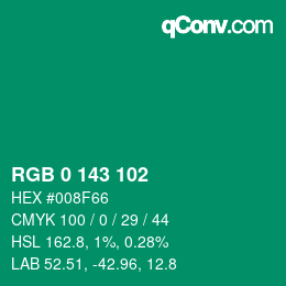 Farbcode: RGB 0 143 102 | qconv.com