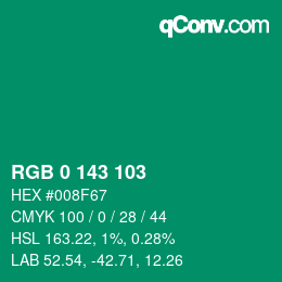 颜色代码: RGB 0 143 103 | qconv.com