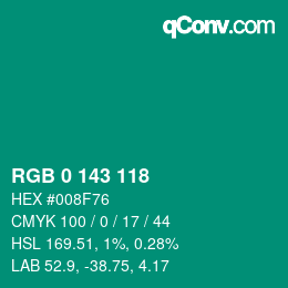 Color code: RGB 0 143 118 | qconv.com