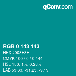 Farbcode: RGB 0 143 143 | qconv.com