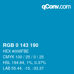 Color code: RGB 0 143 190 | qconv.com
