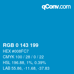 Color code: RGB 0 143 199 | qconv.com