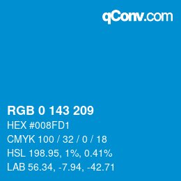 颜色代码: RGB 0 143 209 | qconv.com
