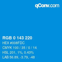 Color code: RGB 0 143 220 | qconv.com