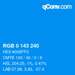 Color code: RGB 0 143 240 | qconv.com