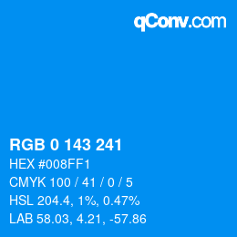 颜色代码: RGB 0 143 241 | qconv.com