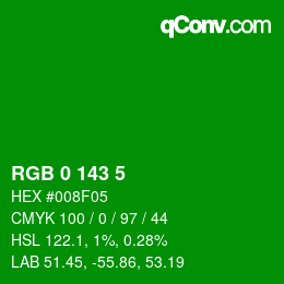 Color code: RGB 0 143 5 | qconv.com