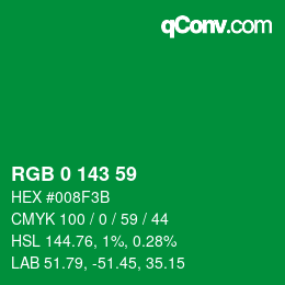 Color code: RGB 0 143 59 | qconv.com
