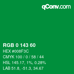 颜色代码: RGB 0 143 60 | qconv.com