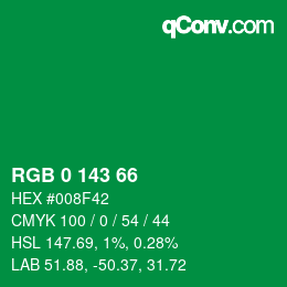 カラーコード: RGB 0 143 66 | qconv.com