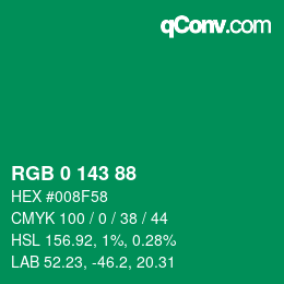 Color code: RGB 0 143 88 | qconv.com