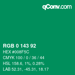 カラーコード: RGB 0 143 92 | qconv.com