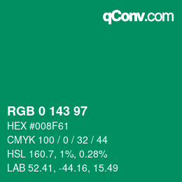 Color code: RGB 0 143 97 | qconv.com