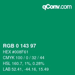 カラーコード: RGB 0 143 97 | qconv.com