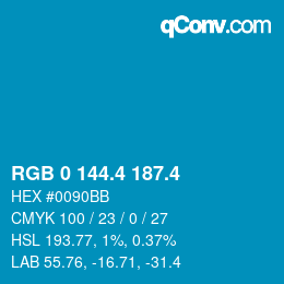カラーコード: RGB 0 144.4 187.4 | qconv.com