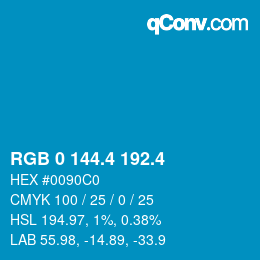 カラーコード: RGB 0 144.4 192.4 | qconv.com