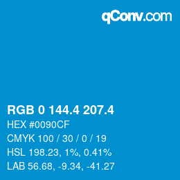 カラーコード: RGB 0 144.4 207.4 | qconv.com