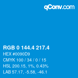 カラーコード: RGB 0 144.4 217.4 | qconv.com