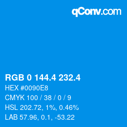 カラーコード: RGB 0 144.4 232.4 | qconv.com
