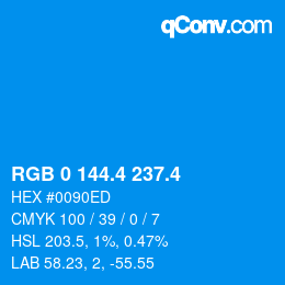 カラーコード: RGB 0 144.4 237.4 | qconv.com