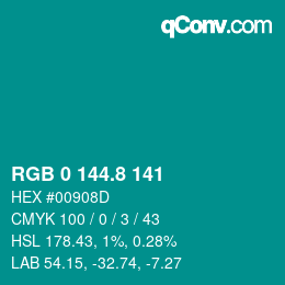 Color code: RGB 0 144.8 141 | qconv.com