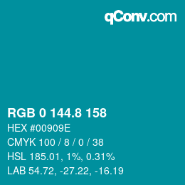カラーコード: RGB 0 144.8 158 | qconv.com