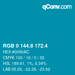 カラーコード: RGB 0 144.8 172.4 | qconv.com