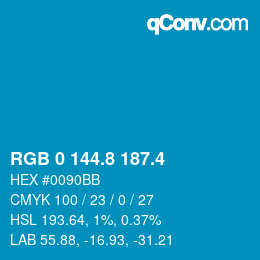 カラーコード: RGB 0 144.8 187.4 | qconv.com