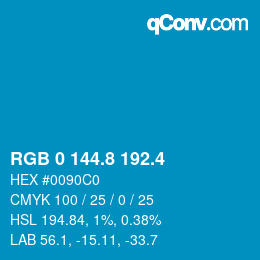 カラーコード: RGB 0 144.8 192.4 | qconv.com