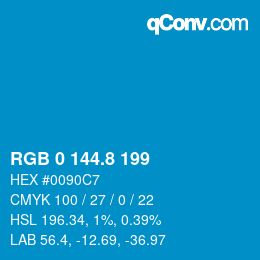 Color code: RGB 0 144.8 199 | qconv.com