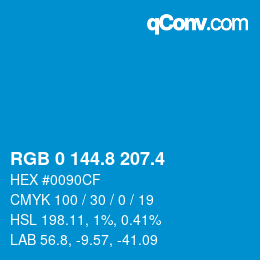 カラーコード: RGB 0 144.8 207.4 | qconv.com