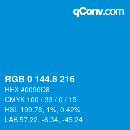 カラーコード: RGB 0 144.8 216 | qconv.com