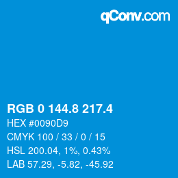 カラーコード: RGB 0 144.8 217.4 | qconv.com
