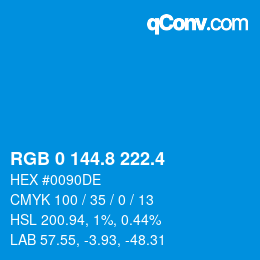 カラーコード: RGB 0 144.8 222.4 | qconv.com